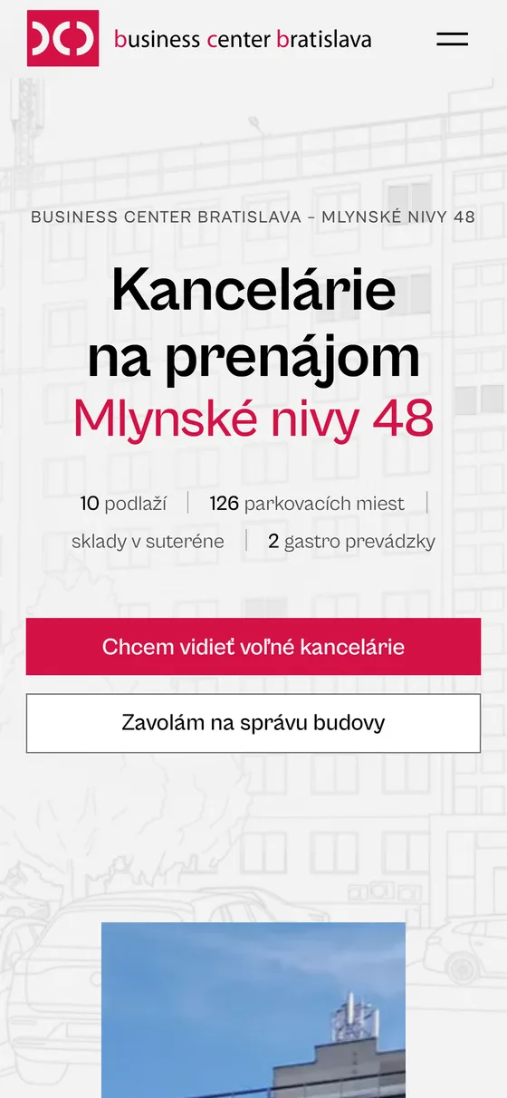 Business Center Bratislava — náhľad na mobile