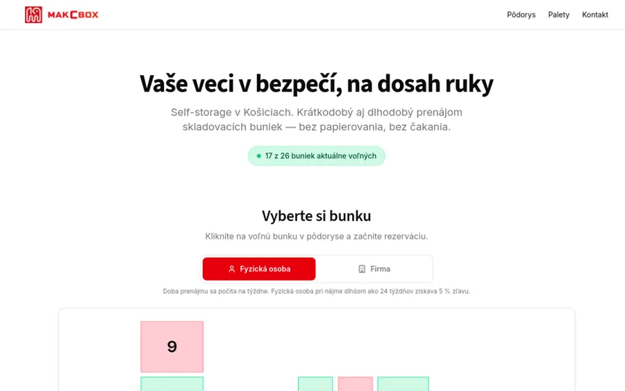 Makcbox — rezervácie — náhľad na notebooku