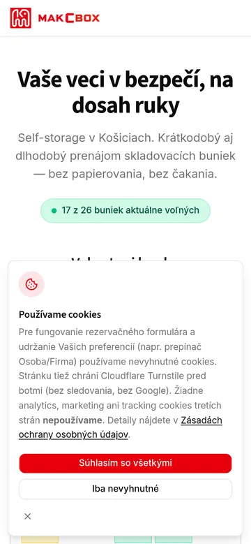 Makcbox — rezervácie — náhľad na mobile