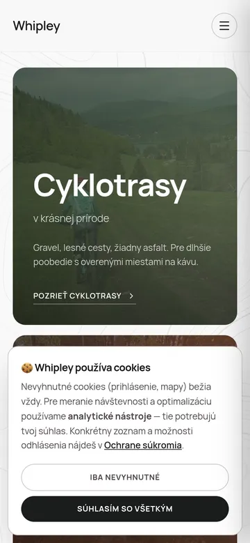 Whipley — komunitná webová aplikácia — náhľad na mobile